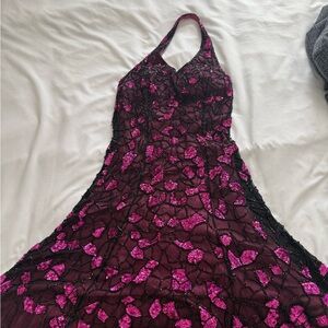 Chic Backless Pink and Black Dress